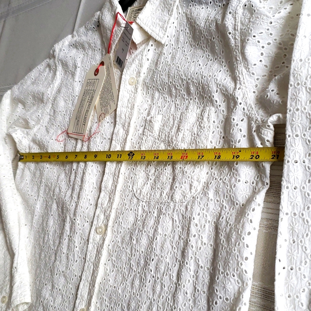 Current/Elliott NEW SHIRT Button Down Top Eyelet Cotton Long Sleeve Women's S/M - Picture 5 of 16
